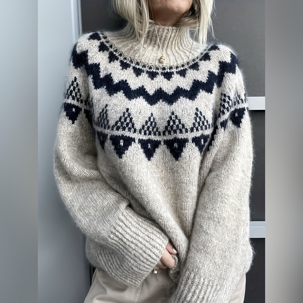 Nordic Pattern High Neck Sweater